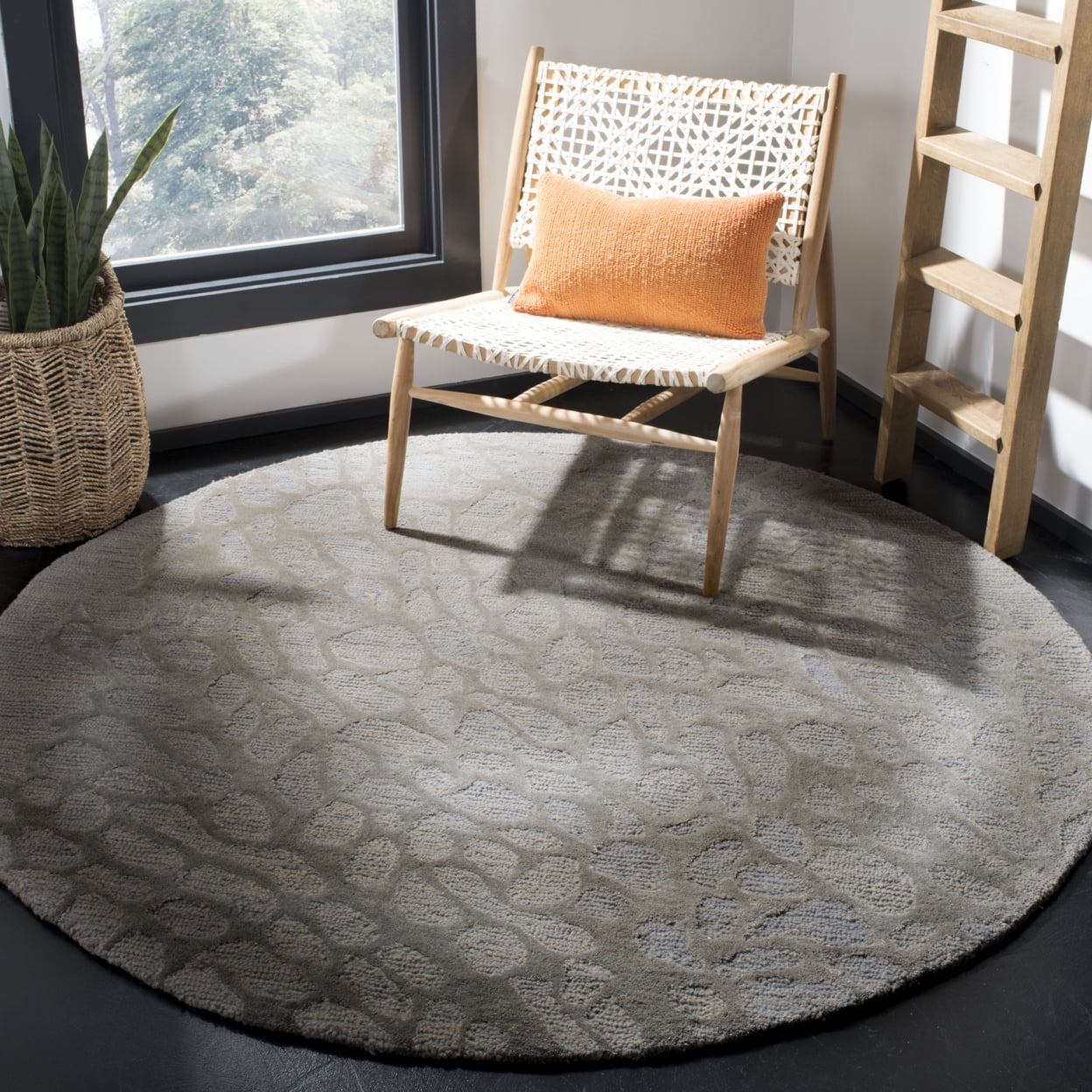 SAFAVIEH Blossom Clarence Abstract Wool Area Rug, Grey, 6' x 6' Square