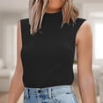 thumbnail image 2 of ManxiVoo Women Autumn Round Neck Check Pocket Short Sleeved Knitted Sweater Cropped Pullover Slim Sleeveless Turtleneck for Base Layer Comfort XL Size Black, 2 of 9