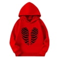 thumbnail image 2 of HAOTAGS Girls Halloween Sweatshirts Size 3-13,Crew Neck Soft Casual Long-Sleeve Tee Festival Top Red, 2 of 7