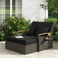 thumbnail image 4 of Costway Patio Rattan Daybed Set with Cushioned Loveseat & Storage Ottoman for Porch Black, 4 of 10
