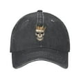thumbnail image 2 of XMXT Cotton Baseball Cap, Crown Skull Print Mens Baseball Hats, Black, 2 of 9