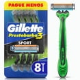 thumbnail image 1 of Rastrillo Gillette Prestobarba3 Sport con 3 Hojas para Rasurar al Ras, 8 pzas, 1 of 5