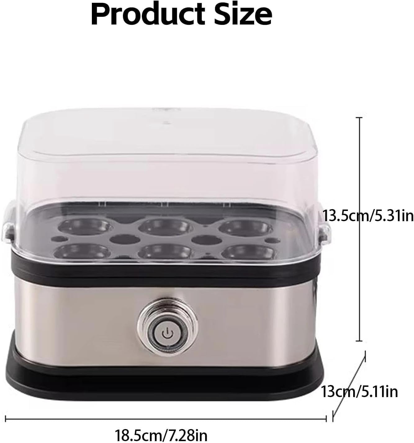 Multifunctional Egg Steamer with Clear Lid, Smart Egg Cooker with Auto Shut, Soft, Medium, Hard Boiled Eggs Maker, Compact 6 Egg Electric Cooker, Stainless Steel Eggs Cookers (1PC)