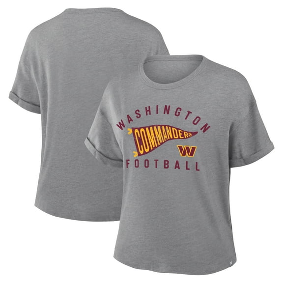 Women's Fanatics Heather Gray Washington Commanders Pennant Wave Tribute Tri-Blend Boxy T-Shirt