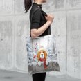 thumbnail image 4 of Playful Beagle Welcomes Winter Snowy Day with Cardinal Bird All Over Print 3D Canvas Tote Bag Beagles Dog Lover Gifts Idea Reusable Handbag - 2017, 4 of 5