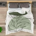 thumbnail image 4 of Sage Green Mid Century Flannel Throw Blankets Boho Abstract Leaf Thick Reversible Plush Fleece Blanket for Bed Couch Sofa,Geometric Minimalist Aesthetic Comfy Warm Fuzzy TV Throws 50"x60", 4 of 6