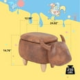 thumbnail image 2 of Multifunctional Footrest PU Leather Stuffed Animal Storage Ottoman, Brown, 2 of 8