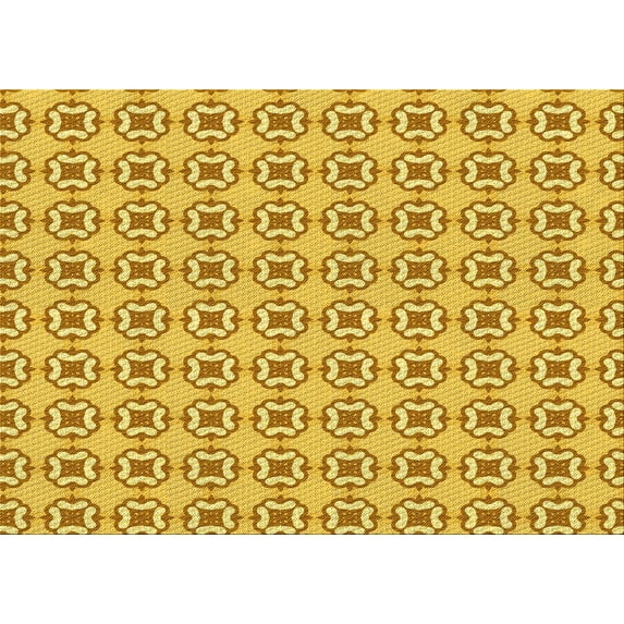 Ahgly Company Indoor Rectangle Patterned Bold Yellow Area Rugs, 8' x 12'