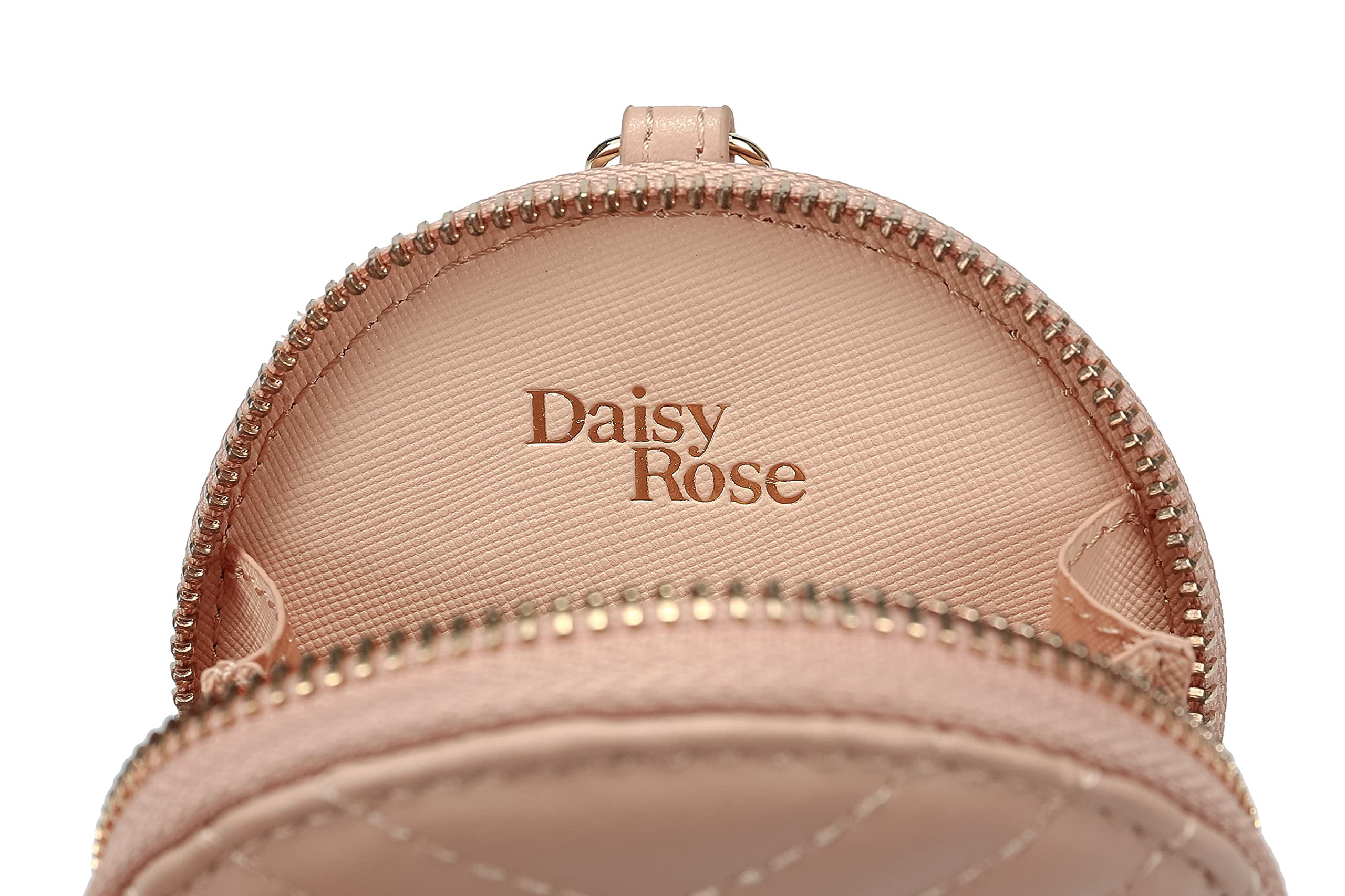 Daisy Rose Luxury Coin Purse Change Wallet Pouch for Women - PU Vegan Leather Card Holder with Oversized Metal Keychain and Clasp - Cream Check, Adult