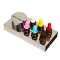 thumbnail image 2 of Juego de 6 frascos cuentagotas ámbar con soporte de vidrio de 10 ml, a prueba de fugas para líquidos, aceites esenciales y perfumes., 2 of 14