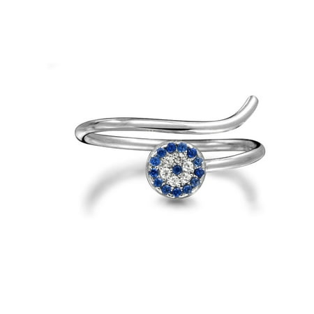 Minimalist CZ 1MM Band Stackable Midi Knuckle Warp Evil Eye Ring 14K Gold Plated 925 Sterling Silver For Women