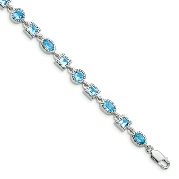 Sterling Silver Rhodium-plated Blue Topaz Bracelet QX602BT