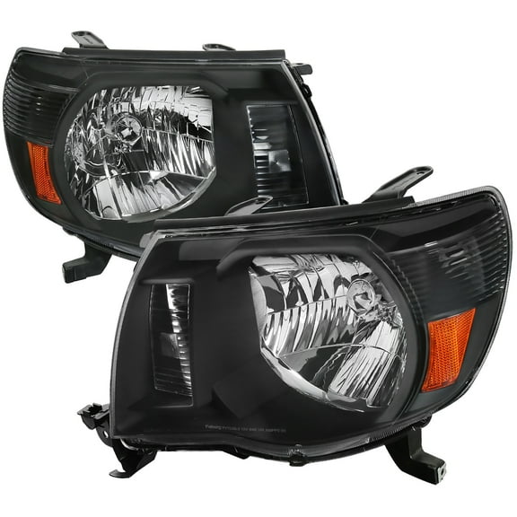 Factory Style Headlights (Black Housing/Clear Lens) Made for and Compatible with 2005-2011 Toyota Tacoma