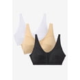 thumbnail image 2 of Comfort Choice Women's Plus Size 3-Pack Front-Close Cotton Wireless Bra, 2 of 6