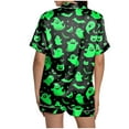 thumbnail image 4 of enyan Women Halloween Pjs Pajama Sets Short Sleeve Pajamas for Women Sets Soft Lounge Sets Casual Sleepwear Green,M, 4 of 7