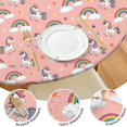 thumbnail image 4 of Pink Cartoon Unicorn Rainbow Cloud Star Pattern Round Fitted Tablecloth with Elastic Edge,Dining Table Cover Waterproof,Outdoor Round Tablecloth for Camping,Dining,Indoor and Outdoor, 4 of 7