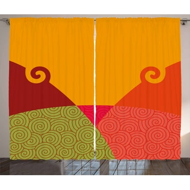 Ambesonne Abstract Curtains 2 Panel Set, Swirls and Vortexes, 108" x 90", Multicolor