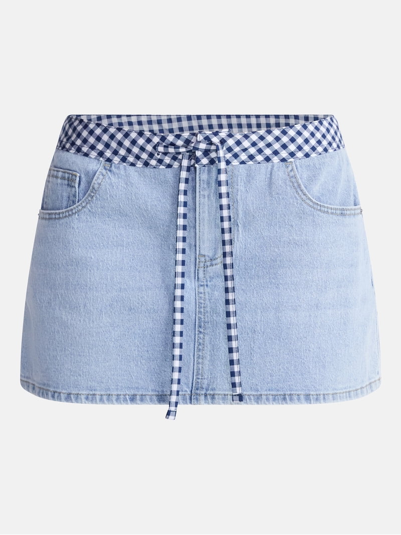 No Boundaries Game Day Denim Skirt, Women's XXS-XXL - Walmart.com