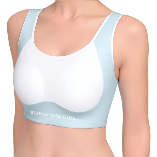 WEIYLL Girls Bras Sports Lightweight Crop Camisole Racerback Patchwork Pads Training Blue Baby Underwear Size M