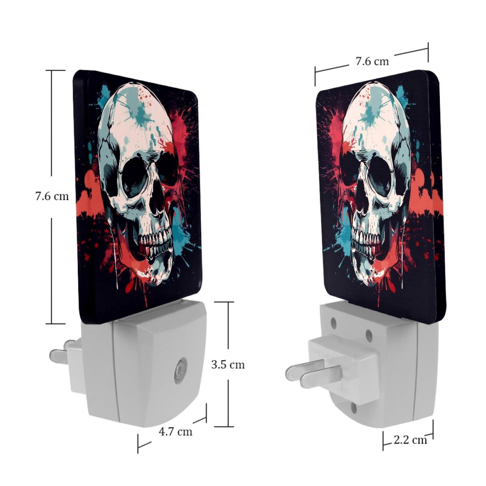 PhooArto Splash Skull Pattern Plug in LED Night Light Auto Sensor Dusk to Dawn Decorative Night for Bedroom, Bathroom, Kitchen, Hallway, Stairs, Baby's Room, Energy Saving
