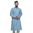 thumbnail image 3 of Atasi Printed Kurta For Men Mandarin Collar Cotton Poplin Casual Kurta Shirt, 3 of 7