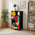 thumbnail image 7 of Dresser for Bedroom with 4 Storage Drawers Mid Century Fifties Modern Atomic Retro Luxurious Graphic Print Colors Dressers Chest of Drawers Steel Framed Fabric Closet Organizers for Entryway, 7 of 7