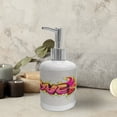 thumbnail image 3 of Ambesonne Colorful Soap Dispenser & Toothbrush Holder Set, Love Words on Brick, 2 Pcs, Yellow Beige Pink, 3 of 6