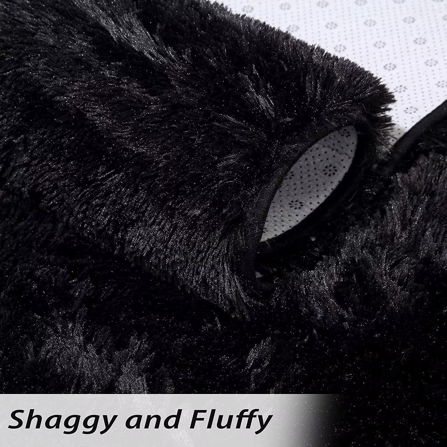 ZACOO Area Rug 8x10 feet Indoor Plush Shag Fluffy Rugs Extra Soft and Thick Shaggy Carpet for Bedroom Living Room Dorm Nursery, Black