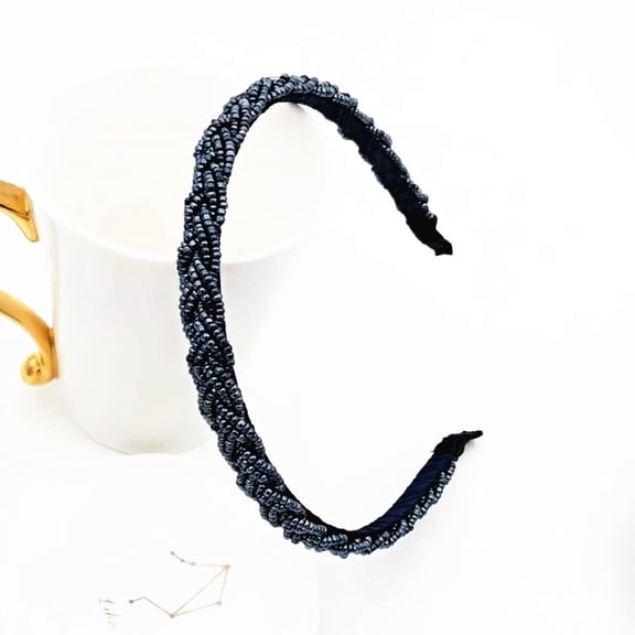 PBPBOX 4Pcs Plaited Hair Bands Shiny Beaded Headbands Assorted Color Hair Accessories