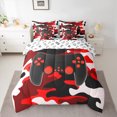 thumbnail image 2 of Homewish Teens Colorful Gamepad 7 Pieces Bedding Comforter Set,Rustic Camouflage Full Bedding Set,Red White Black Fitted Sheet Flat Sheet For Boys Kids,Luxury Bedroom Decor Reversible, 2 of 8