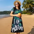 thumbnail image 4 of Rocae Hungry Tyrannosaurus for Dresses Summer Casual Ruffle Short Sleeve Cute Crew Neck Flowy Dress with Pockets, 4 of 6