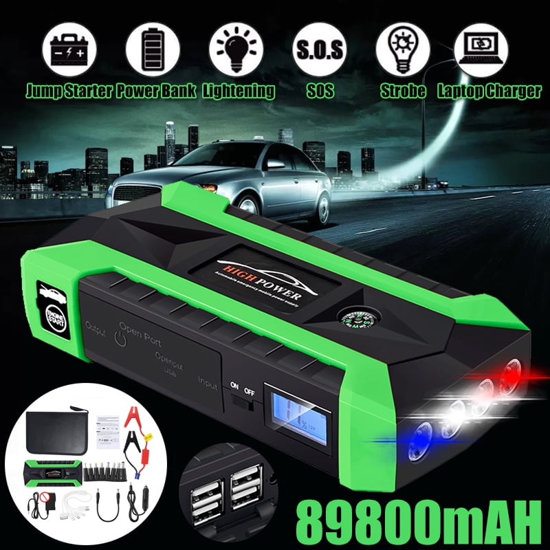 Red&Black Auto Emergency Boosters 89800mAh Car Jump Starter with 4 USB 3 Light Mode Cutting Blade Emergency Power Bank US 100‑240 