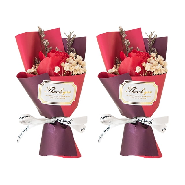 Mini ramo de rosas falsas de girasol, pétalos de flores de jabón hechos a mano, decoración floral artificial, regalo romántico de aniversario, cumpleaños para mujeres, esposas y madres.