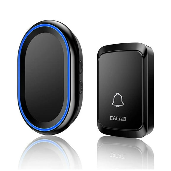 Wireless Doorbell - Waterproof Door Bell Chime Kit Operating at 1000 Feet 58 Melodies, 4 Volume Levels & LED Flash for Home Store Office Classroom (1 Receiver   1 Transmitters) Black