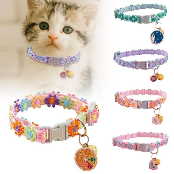 BETTERLIFE Colorful Lace Flower Collar For Cat Kitten Bell Collar Decorative J6Y4