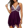 thumbnail image 1 of Womens Two Piece Mesh Print Tummy Control Swimdress Tankini Swimsuit, 1 of 7