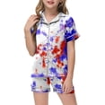 thumbnail image 4 of JUMEYU Summer Pajamas for Girls Girls Clothes Trendy Tie Dye Pajamas 2-Piece Shirt & Shorts PJ Set Size 12-13 (D,12-13 Years), 4 of 5