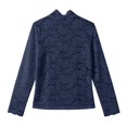 thumbnail image 5 of Mesh Long Sleeve Tops for Women Lace Sheer Tight See Through Crew Neck Spring Fall 2026 Party Club Outfits, 5 of 5
