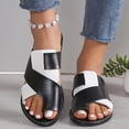 thumbnail image 5 of oqasdz Women Slippers Fashion Open Toe Flat Slippers Soft Elegant Thin Strap Low Heel Patchwork Color Sandals for Summer Casual,Black, 5 of 7