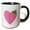 Black/White, variant on 3drose, Letter L- Image of Pink Heart with Butterfly- Not Actual Embroidery, 11oz Two-tone Black Mug