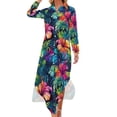 thumbnail image 2 of 2024 Lily Floral Print Casual Dress Colorful Flower Streetwear Dresses Long Sleeve Cute Female V Neck Graphic Big Size Chiffon Dress, 2 of 7