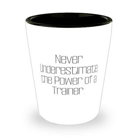 

Joke Trainer Gifts Never Underestimate the Power of a Trainer Funny Shot Glass For Colleagues Ceramic Cup From Friends Coworkers Work friends Office party