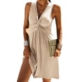 thumbnail image 3 of Sleeveless V-Neck Cross Knot Slim Fit A-Line Casual Dress, 3 of 5