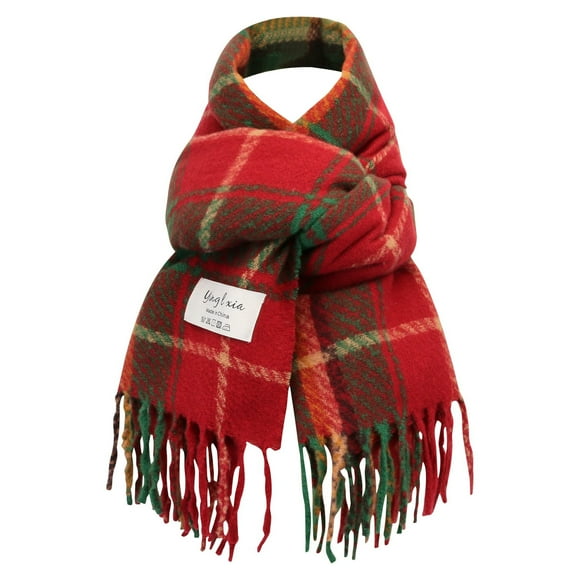 ZAXARRA Women's Autumn Winter Warm Scarf Ladies Christmas Tassel Long Wrap Shawl Knit Plaid Wraps for Daily