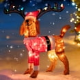 thumbnail image 7 of Sunjoy 34 Inch Christmas Lighted Fabric Dog, 3D Tinsel Santa Dog Outdoor Garden Yard Lawn Festive Holiday Decoration with Lights for Indoor & Outdoor, 7 of 7