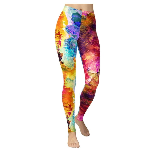 HUITKMM Pantalons de Yoga pour Femmes Mode Leggings de Course Élastiques Taille Haute Imprimé