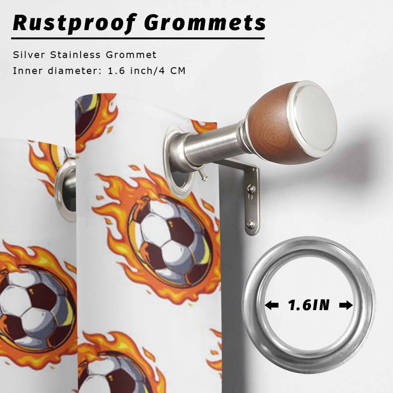 Dark Flaming Soccer Outdoor Curtains for Patio, Hot Sports Orange Yellow Soccer Ball Sunshade Privacy Drapes Grommet Waterproof Outside Curtains for Porch/Cabana/Balcony 54"x 108", 1 Panel