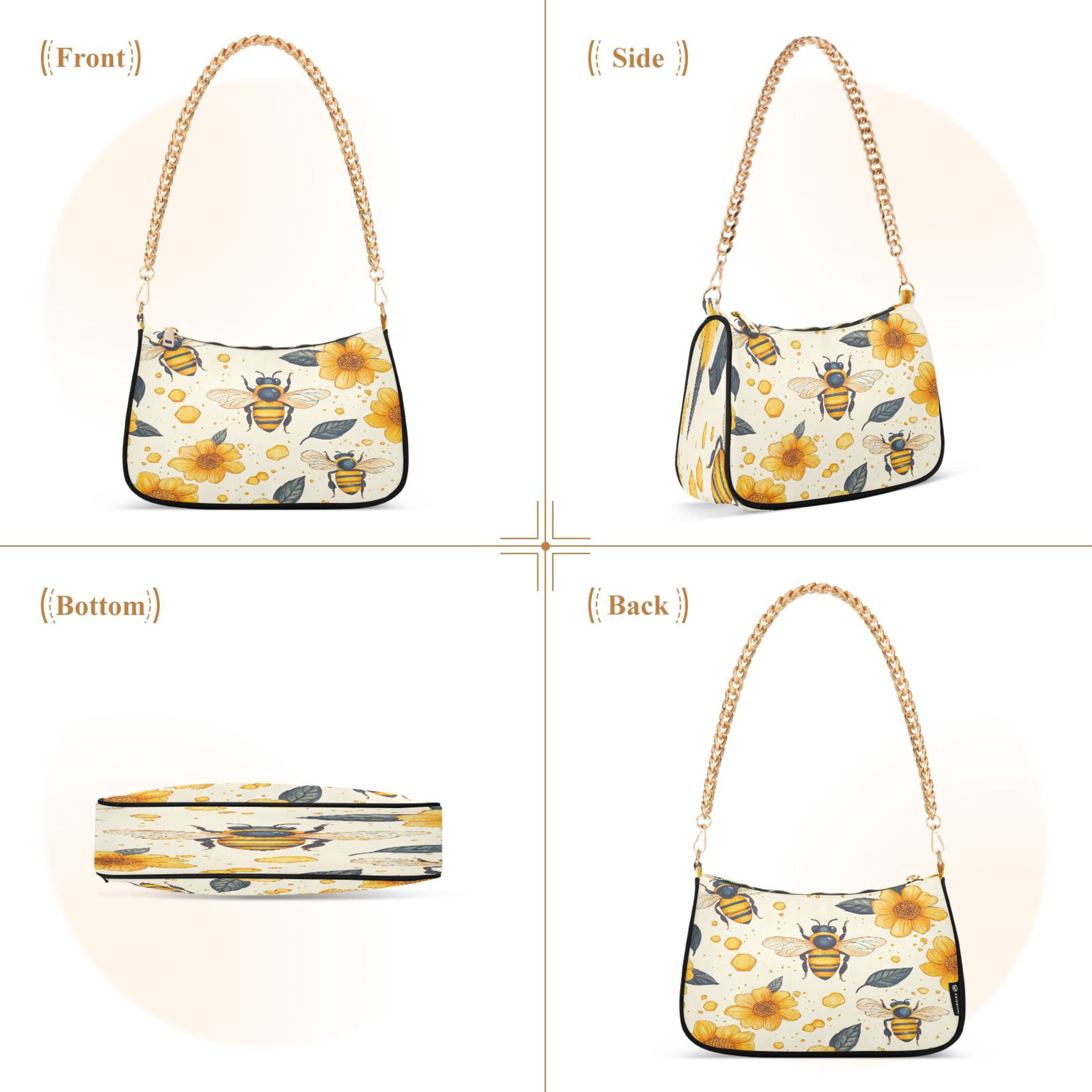 Ryvnso Honey Sunflowers Womens Chain Shoulder Bag Tote Handbags Clutch Hobo Purse with Zipper for Travel