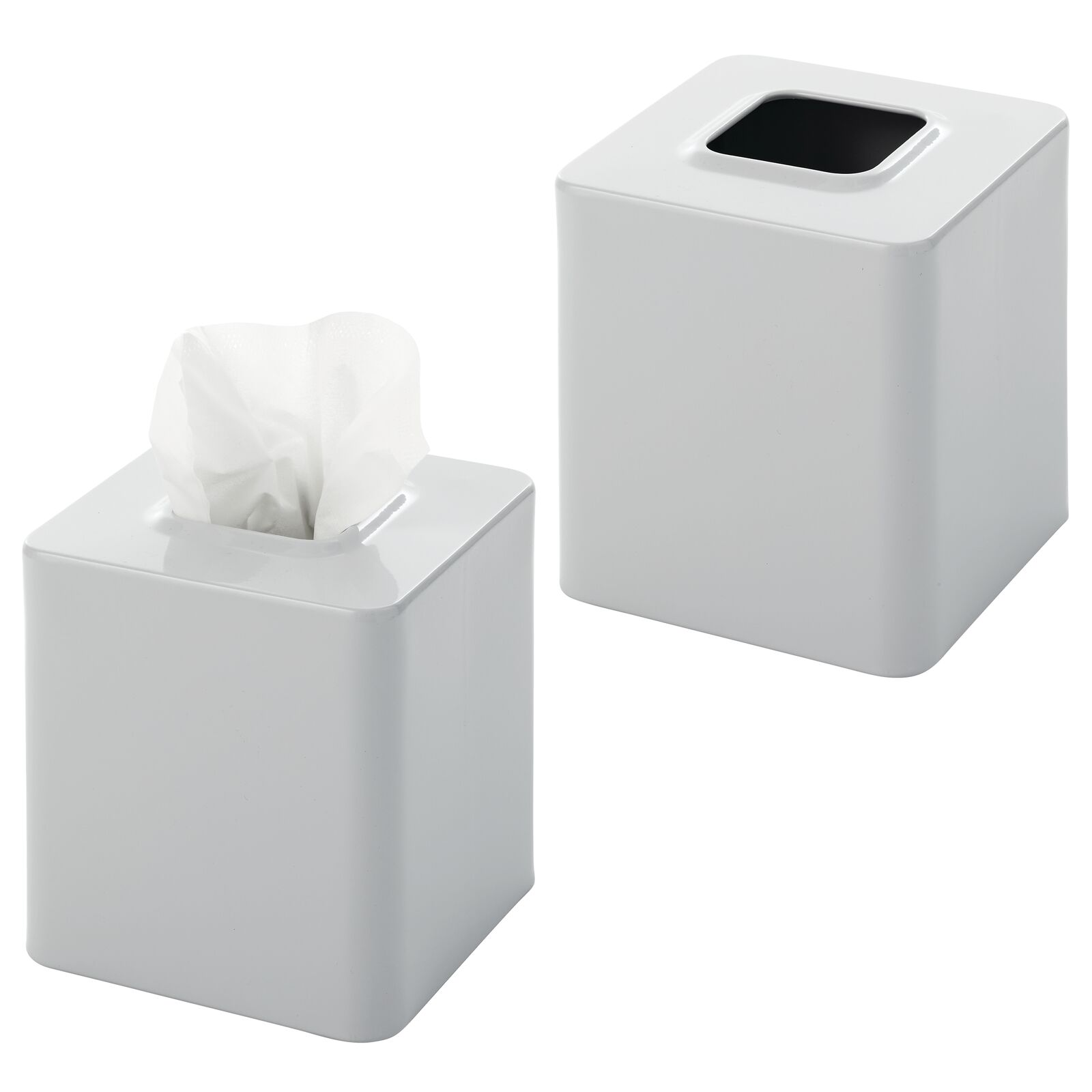 mDesign Metal Square Tissue Box Cover for Bathroom Modern Steel