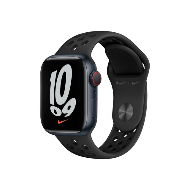 Apple Watch Nike Series 7 GPS, Caja de Aluminio Medianoche de 41 Mm y Correa Deportiva Nike Antracita/negra - Normal